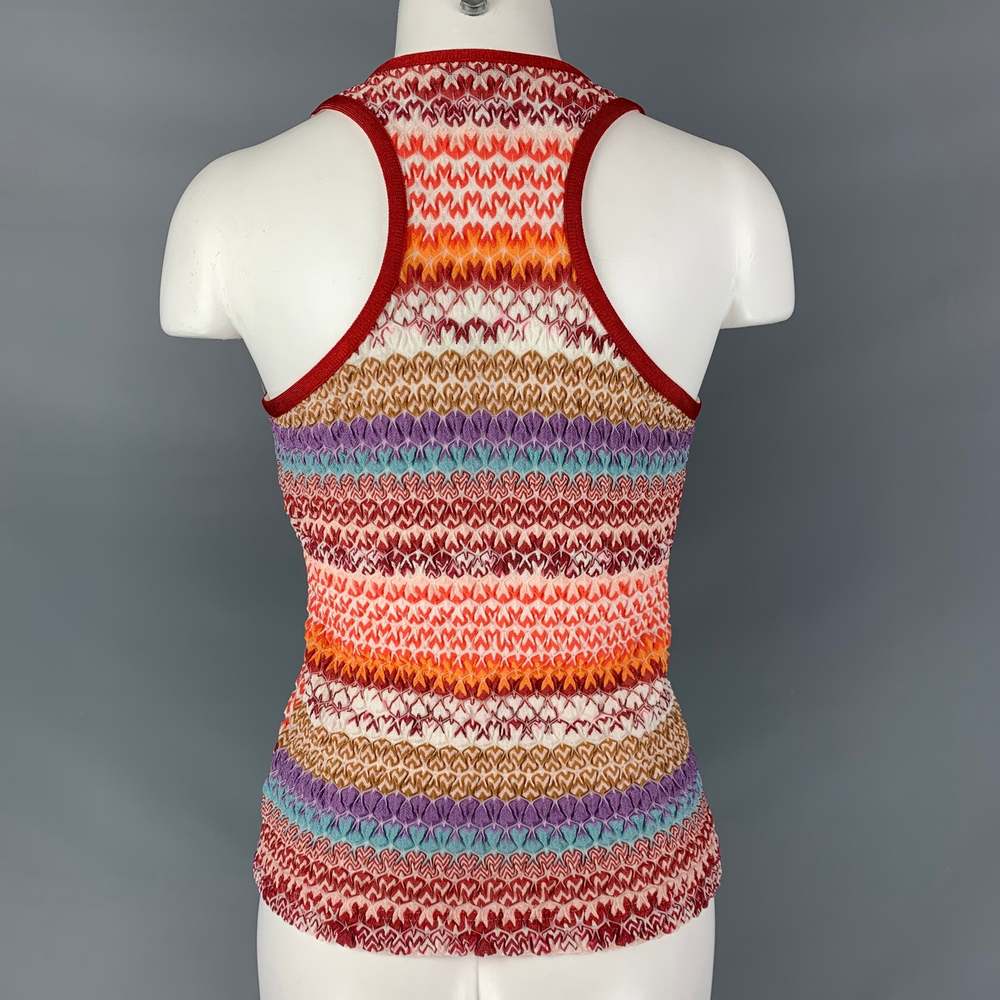 MISSONI Red Multicolour Rayon Blend Wrinkled Tank Casual Top - Picture 3 of 5